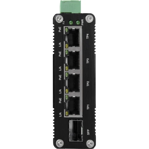 Switch industriale PoE a 4 porte per barra DIN BCS-ISP04G-1SFP