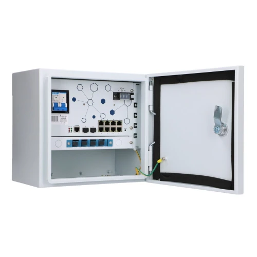 Extralink Minos | Switch PoE esterno | 8x RJ45 1000Mb/s PoE, 2x SFP, 200W, L2, raffreddamento attivo