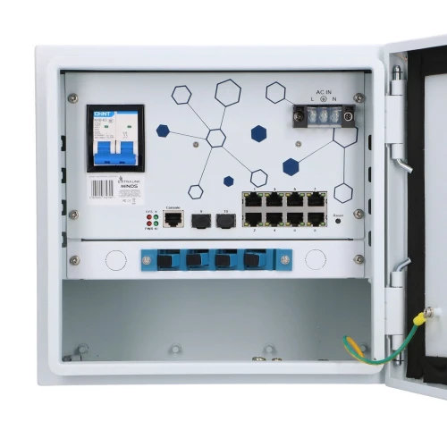 Extralink Minos | Switch PoE esterno | 8x RJ45 1000Mb/s PoE, 2x SFP, 200W, L2, raffreddamento attivo