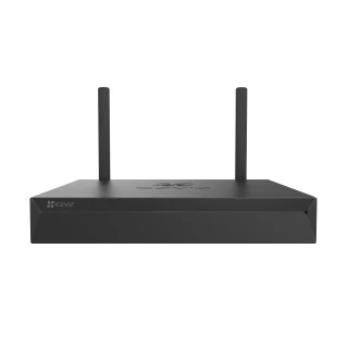 Czarny rejestrator IP Ezviz X5S-8W z dwoma antenami na górze. Urządzenie ma prostokątny kształt i minimalistyczny design.