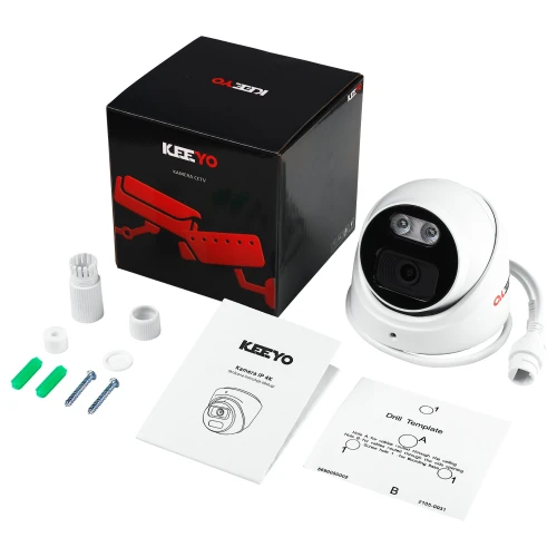 Telecamera dome IP KEEYO LV-V-IP8M25DF-DL 8Mpx, illuminazione ibrida IR/LED