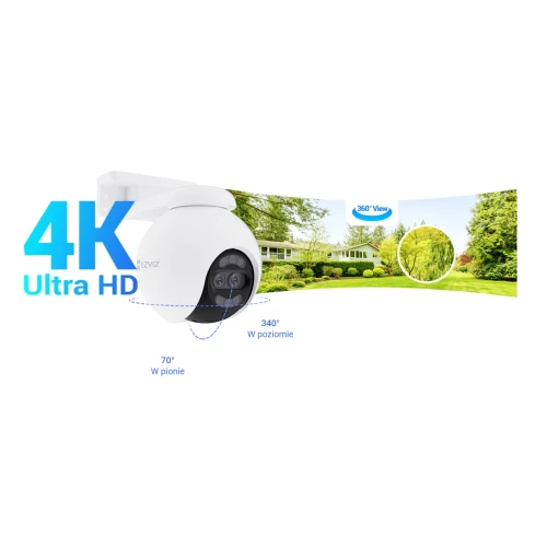 Telecamera rotante IP Wi-Fi EZVIZ H80x 4K, ColorFull