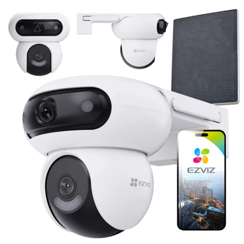 Telecamera IP Wi-Fi rotante EZVIZ HB90/SP Dual, AI, Rilevamento, Audio, Pannello Solare