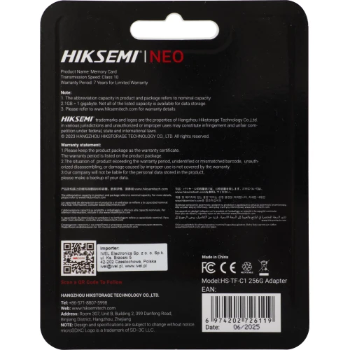 Carta di memoria microSD Hikvision HS-TF-C1 256GB