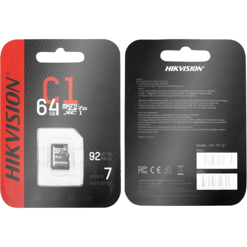 Carta di memoria microSD (SDHC) 64GB Hikvision HS-TF-C1(STD)/64G