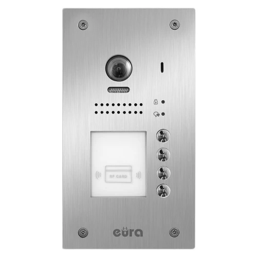 Cassetta esterna modulare per VIDEOCITOFONO EURA VDA-86A5 2EASY da incasso a 4 utenti con funzione di carta di prossimità fisheye