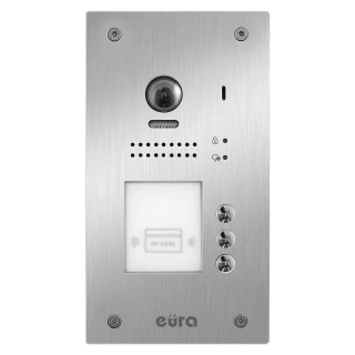 Cassetta esterna citofono EURA VDA-91A5 "2EASY" per 3 appartamenti, da incasso, con funzione di carta di prossimità