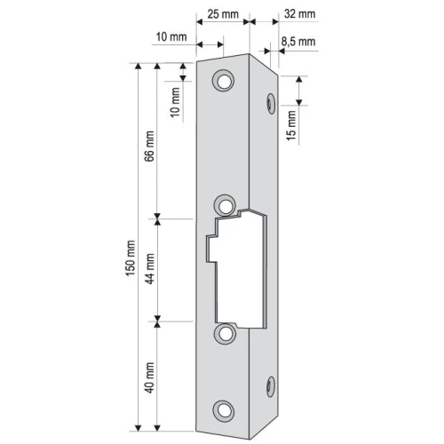 Angolare per serratura elettrica (elettroserratura) KR-05G2 corto
