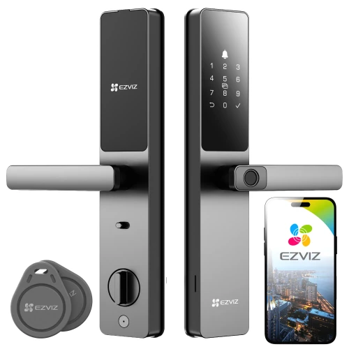 Klamka z kontrolerem dostępu EZVIZ DL05, czytnik linii papilarnych, Alarm antysabotażowy