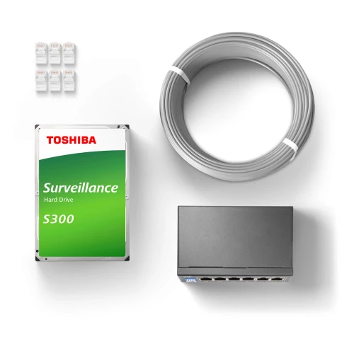 Kit di monitoraggio IP DAHUA WizSense 4x IPC-HDBW3541R-ZAS-S2, NVR4104-4KS2/L