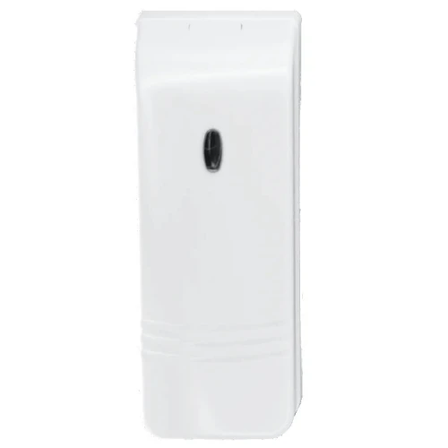 Biały moduł wejścia/wyjścia o prostokątnym kształcie z zaokrąglonymi krawędziami, posiadający małe, ciemne okienko na przedniej stronie. Urządzenie jest minimalistyczne i nowoczesne, przeznaczone do zastosowań elektronicznych.