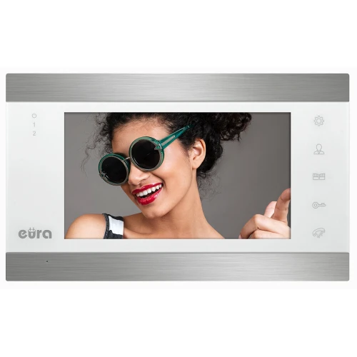 Monitor Eura VDA-01C5 - bianco LCD 7'' AHD memoria delle immagini