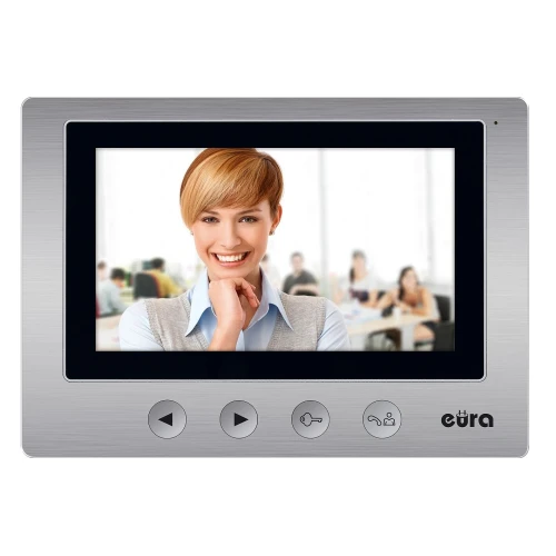 Monitor EURA VDA-20A3 EURA CONNECT argento, schermo 7'' apertura 2 ingressi
