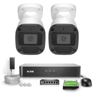 Kit di monitoraggio 2 telecamere BCS-B-TIP15FR3(2.0) 5MPx IR 30m Audio PoE 1TB