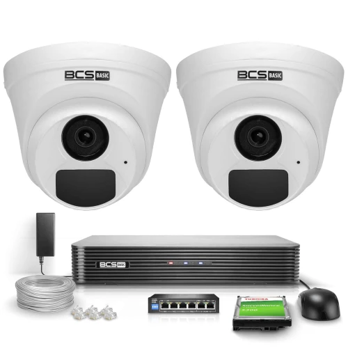 Kit di sorveglianza 2x Telecamera BCS-B-EIP12FR3(2.0) Full HD IR 30m Audio PoE 1TB