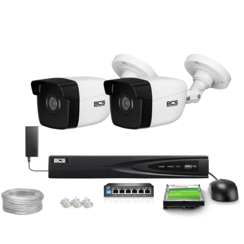 BCS View Kit di monitoraggio 2x telecamera BCS-V-TIP14FWR3 4MPx IR 30m