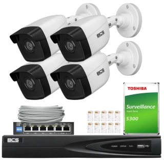 Monitoraggio IP BCS View 5Mpx 1TB H265 4x BCS-V-TIP16FSR3L3(2) 2.8mm IR 30m
