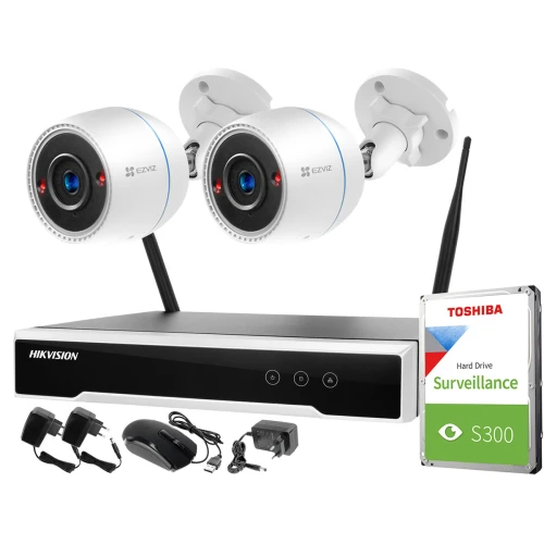 Set di monitoraggio wireless Hikvision Ezviz 2 telecamere C3T WiFi Full HD 1080p 1TB