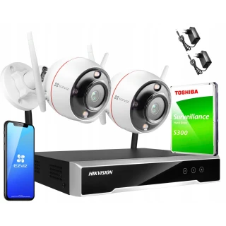Monitoraggio set wireless Hikvision Ezviz 2 telecamere C3T Pro WiFi 4MPx 1TB