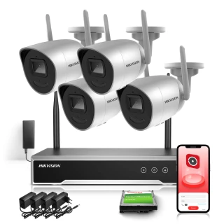 Kit di monitoraggio wireless Hikvision 4 telecamere WiFi 4Mpx 1TB NK44W0H-1T(WD) / WIFIKIT-B4-4CH