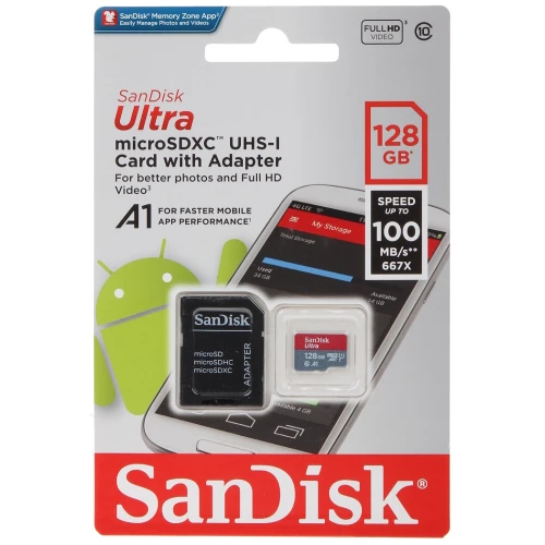 Carta di memoria SD-MICRO-10/128-SAND UHS-I, SDXC 128GB Sandisk