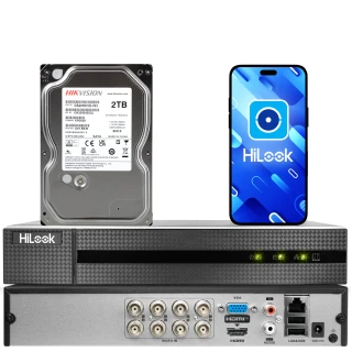 Registratore ibrido HiLook by Hikvision DVR-8CH-5MP con disco da 2TB