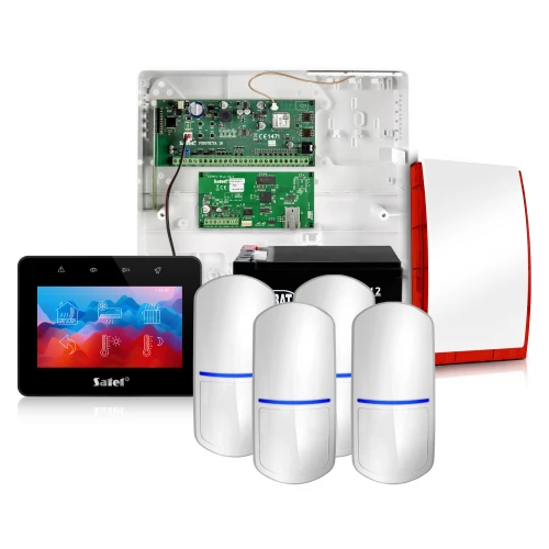 Kit di allarme Satel Integra 32 INT-TSG2-B 4x Sensore Slim-Pir Notifica GSM