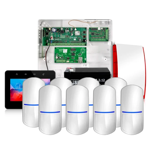 Kit di allarme Satel Integra 32 INT-TSG2-B 8x Sensore Slim-Pir Notifica GSM