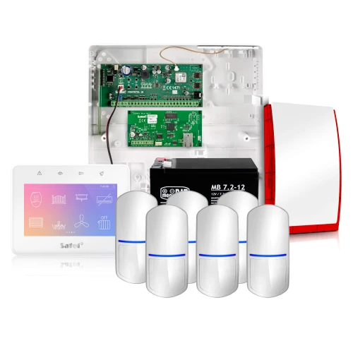 Sistema di allarme Satel Integra 32, Bianco, 6x sensore, Applicazione mobile, Notifica