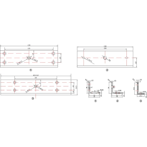 Uchwyt montażowy typu ZL do drzwi. Metalowa konstrukcja z otworami montażowymi.