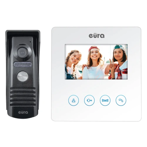 Videocitofono EURA VDP-52A3 ATIRA bianco, schermo 4,3'', supporto per 2 ingressi