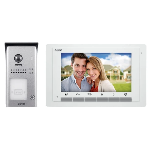 Citofono video EURA VDP-61A5/N WHITE 2EASY - monofamiliare, LCD 7'', bianco, RFID, da parete