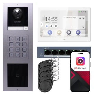 Videocitofono IP Hikvision 1x monitor DS-KH9510-WTE1(B), da incasso, pannello, tastiera, lettore