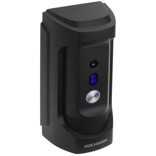 Wideodomofon IP Hikvision DS-KB8112-IM z eleganckim, nowoczesnym designem i wbudowaną kamerą. Urządzenie zapewnia wysoką jakość obrazu i bezpieczeństwo w monitorowaniu wejścia.