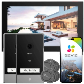 Videocitofono EZVIZ HP7 a 2 fili, WiFi, 2 pannelli esterni (fino a 2 ingressi), lettore