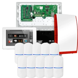 Kit di allarme SATEL INTEGRA 32, 10x sensore PET, sirena, tastiera bianca INT-TSI-W