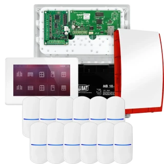 Kit di allarme SATEL INTEGRA 32, 12x sensore PET, sirena, tastiera bianca INT-TSH2-W