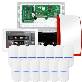 Kit di allarme SATEL INTEGRA 32, 13x sensore PET, sirena, tastiera bianca INT-TSI-W