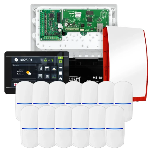 Kit di allarme SATEL INTEGRA 32, 13x sensore PET, segnalatore, manipolatore nero INT-TSI-B