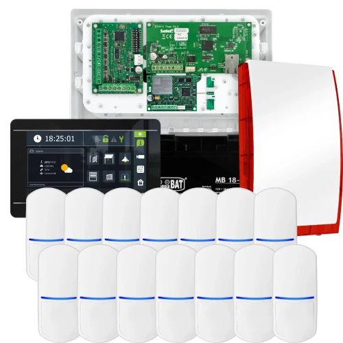 Kit di allarme SATEL INTEGRA 32, 14x sensore, segnalatore, manipolatore nero INT-TSI-B, comunicazione LTE