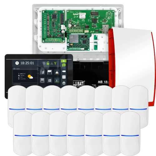 Kit di allarme SATEL INTEGRA 32, 15x sensore, segnalatore, manipolatore nero INT-TSI-B, comunicazione LTE