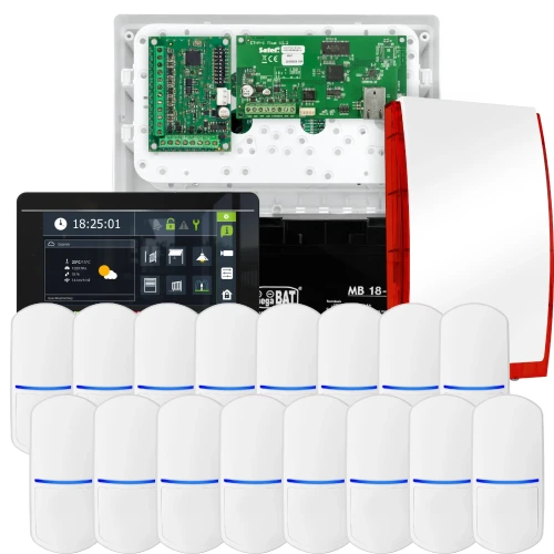 Kit di allarme SATEL INTEGRA 32, 16x sensore, segnalatore, manipolatore nero INT-TSI-B