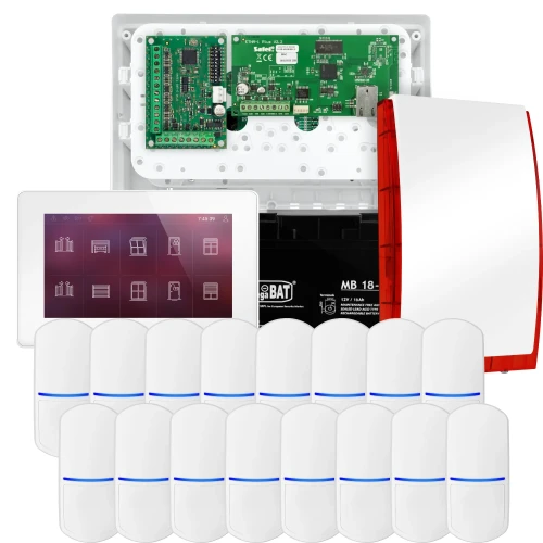 Kit di allarme SATEL INTEGRA 32, 16x sensore, segnalatore, manipolatore bianco INT-TSH2-W
