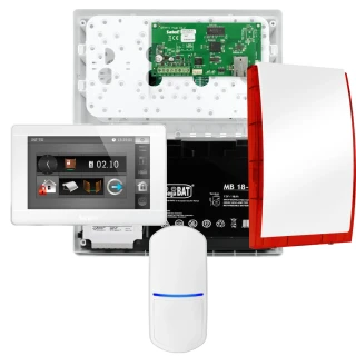 Kit di allarme SATEL INTEGRA 32, 1x sensore PET, sirena, tastiera bianca INT-TSI-W
