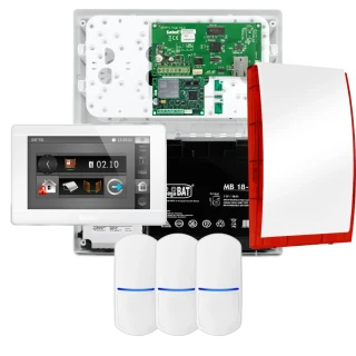 Kit di allarme SATEL INTEGRA 32, 3x sensore PET, sirena, tastiera bianca INT-TSI-W, comunicazione LTE