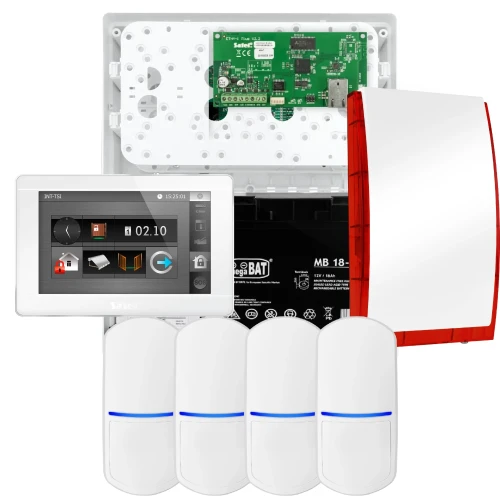 Kit di allarme SATEL INTEGRA 32, 4x sensore, sirena, tastiera bianca INT-TSI-W