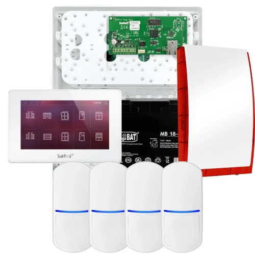 Kit di allarme SATEL INTEGRA 32, 4x sensore, sirena, tastiera bianca INT-TSH2-W