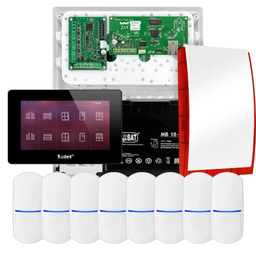 Kit di allarme SATEL INTEGRA 32, 8x sensore PET, sirena, manipolatore nero INT-TSH2-B