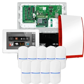 Kit di allarme SATEL INTEGRA 32, 9x sensore PET, sirena, tastiera bianca INT-TSI-W, comunicazione LTE