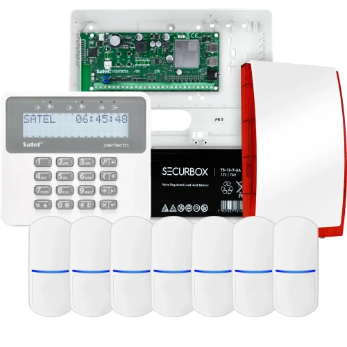 Kit di allarme SATEL PERFECTA 32 LTE, 7x sensore PET, sirena, tastiera